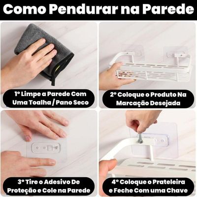 Kit 2 Prateleira L Metal Canto Organizador Multiuso Banheiro Box Sem Furar Parede