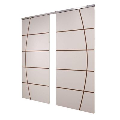 Porta Dupla Branco Prime Frisada Kit Alumínio F01 - 210x140
