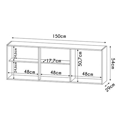Armário Aéreo De Cozinha 150cm 3 Portas Argélia Branco-preto - Lumil