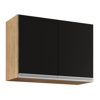 Armário Aéreo 80cm 2 Portas Califórnia Castanho-preto - Lumil Móveis