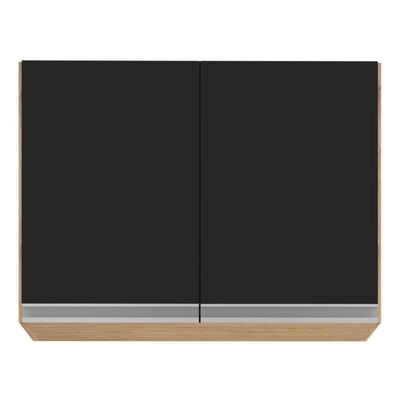 Armário Aéreo 80cm 2 Portas Califórnia Castanho-preto - Lumil Móveis