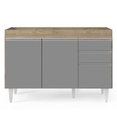 Armário De Cozinha Modulado De Canto 7 Peças Cp19 Balcão Sem Tampo Castanho/cinza - Lumil