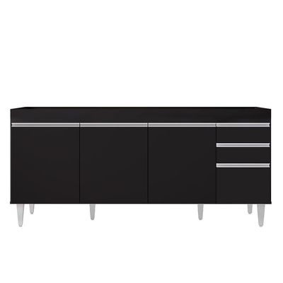 Armário De Cozinha Modulado De Canto 8 Peças Cp25 Balcão Sem Tampo Preto - Lumil