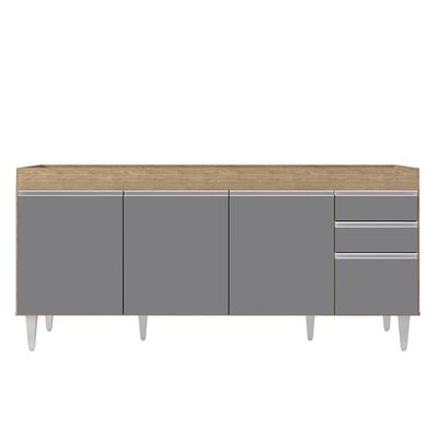 Armário De Cozinha Modulado De Canto 8 Peças Cp25 Balcão Sem Tampo Castanho/cinza - Lumil