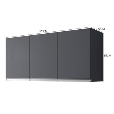Armário Aéreo Andréia 120cm 3 Portas Cinza - Ajl Móveis Cinza