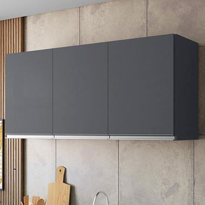 Armário Aéreo Andréia 120cm 3 Portas Cinza - Ajl Móveis Cinza