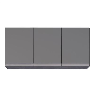 Armário De Cozinha Modulado De Canto Esquerdo 4 Peças Cp47 Balcão Com Tampo Preto/cinza - Lumil
