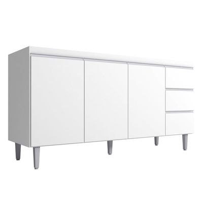 Balcão Gabinete Para Pia 160cm Com Tampo 3 Portas Andréia Branco - Ajl Móveis