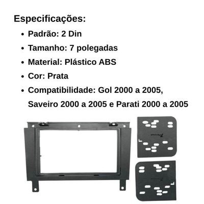 Central Multimídia 2 Din Mp5 Gol G3 Câmera Moldura Tela Pt