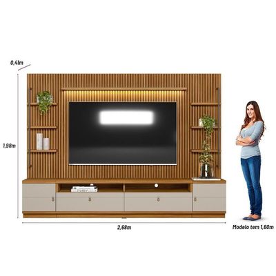 Rack Com Painel Ripado Para Tv 75 Pol. 268cm Golden L06 Nature-off White - Mpozenato