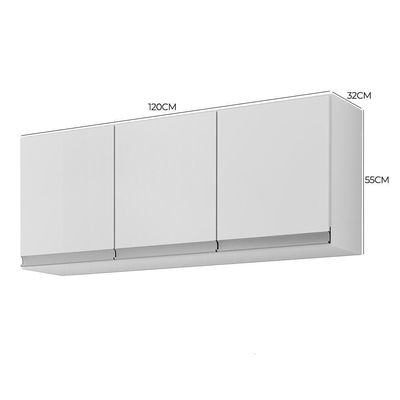 Kit Cozinha Balcão Manu 120cm Com Tampo Mdp E Aéreo Andréia Branco - Ajl Móveis Branco