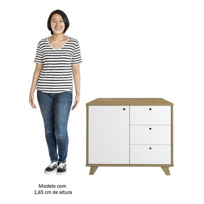 Mesa Escrivaninha Em L Golden E Balcão 1 Porta 3 Gavetas Merano A06 Olmo-branco - Mpozenato