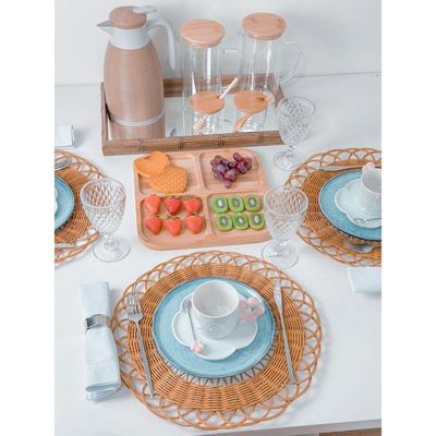 Petisqueira De Bambu Com 4 Divisões 29,5 Cm X 29,5 Cm