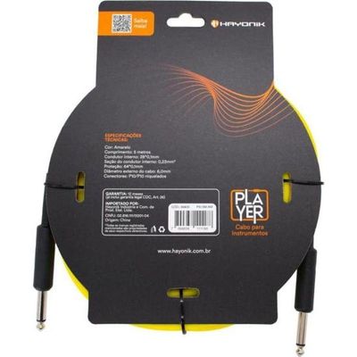 Cabo Para Instrumentos Player P10 X P10 5m Amarelo Hayonik