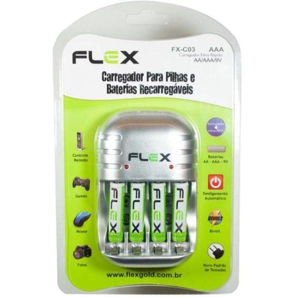 Carregador De Pilhas Aa/aaa/9v Fxc03aaa Bivolt Flex