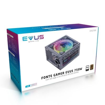 Fonte Atx Gamer Evus Evg750 Argb 750w 80 Plus Bronze