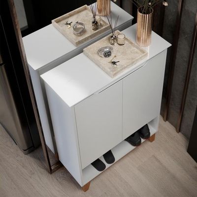 Sapateira Para Hall De Entrada Quarto 68cm Flow Branco - Ej Móveis