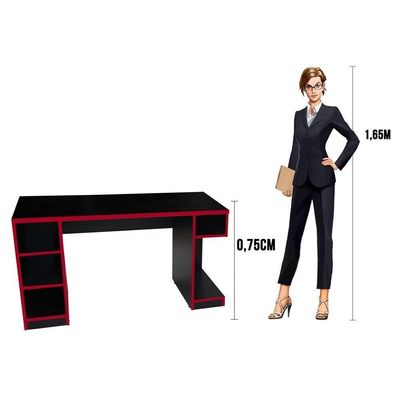 Mesa Para Computador Notebook Gamer 136cm Player Pro F02 Preto-vermelho - Mpozenato