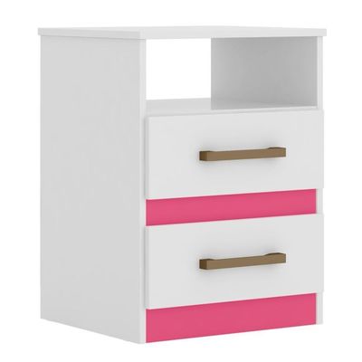Kit 2 Mesas De Cabeceira Ares M07 Flex Branco-rosa-azul-lilás - Mpozenato