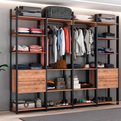 Closet 4 Gavetas 2 Cabideiros Estilo Industrial Chess F04 Preto-solanum - Mpozenato