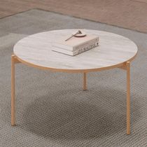 Mesa De Centro Redonda Para Sala Pé Metal Nala D04 Quartzo - Mpozenato