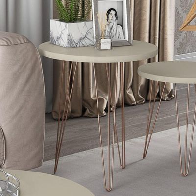 Mesa De Apoio Redonda Base Aço Evolution Off White - Patrimar