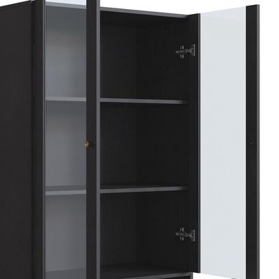 Cristaleira 2 Portas De Vidro Pés Madeira Arlo A10 Nero-preto - Mpozenato