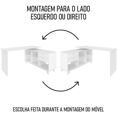 Mesa Escrivaninha Em L Golden E Gaveteiro 3 Gavetas Nil A06 Branco - Mpozenato