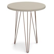 Mesa Lateral Redonda Base Aço Evolution Off White - Patrimar