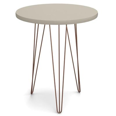 Mesa Lateral Redonda Base Aço Evolution Off White - Patrimar