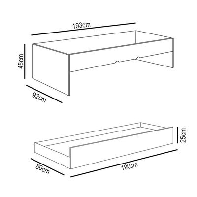 Bicama Solteiro Cama Auxiliar 100% Mdp Chiara Off White-carvalho - Phoenix