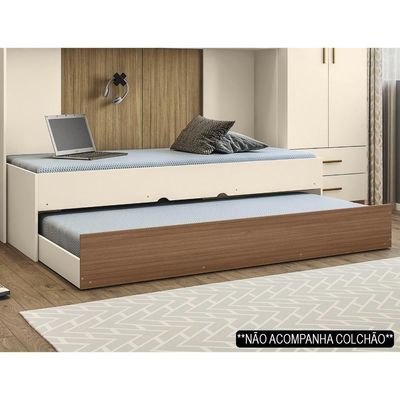 Bicama Solteiro Cama Auxiliar 100% Mdp Chiara Off White-carvalho - Phoenix