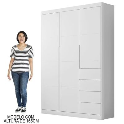 Jogo De Quarto Infantil Guarda Roupa E Cômoda Eloá Branco - Phoenix