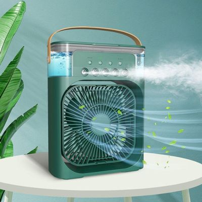 Ventilador Portátil De Mesa Mini Umidificador Bivolt - Verde
