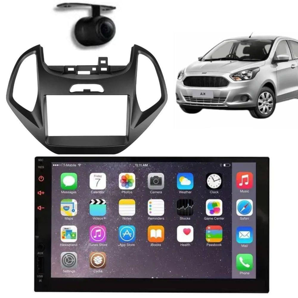 Central Multimídia 2 Din Mp5 Ford Ka Câmera Moldura Tela Pt