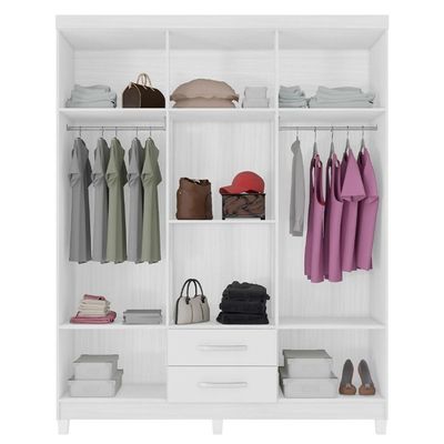 Guarda Roupa Casal 6p 2g Moden 150 Cm 3562 Branco Flex Incp Branco Flex