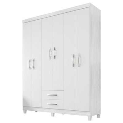 Guarda Roupa Casal 6p 2g Moden 150 Cm 3562 Branco Flex Incp Branco Flex
