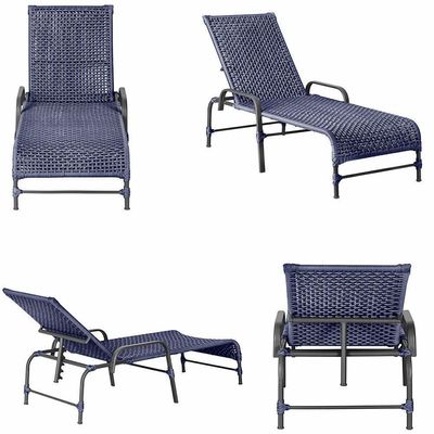 2 Espreguiçadeiras Catar 2 Mesas Garden Corda Náutica Trama Azul
