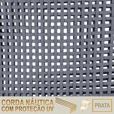 2 Espreguiçadeiras Catar 2 Mesas Garden Corda Náutica Trama Prata