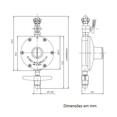 Regulador De Gás 506/01 2 Kg/h - Aliança
