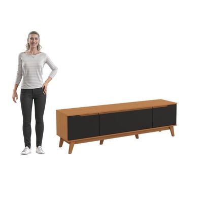 Rack Kappesberg 3 Portas Canela/Preto Fosco 180cm