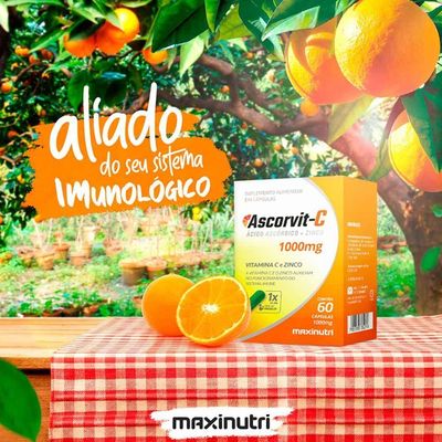 Kit 04 Ascorvit Vitamina C Com Zinco 60 Cápsulas Maxinutri