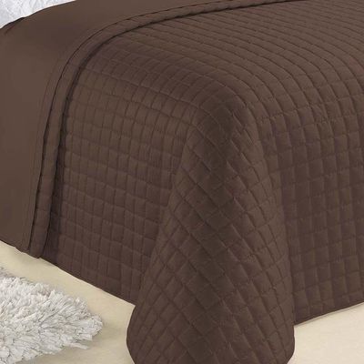 Kit Cobre Leito Colcha Veneza Queen 3 Peças Hipercal 180 Fios - Marrom