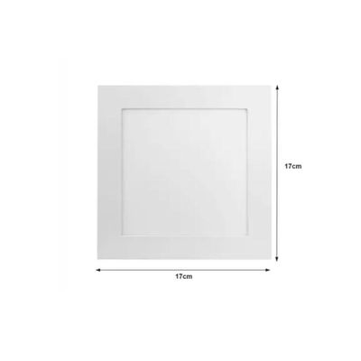 Luminária Quadrada Embutir Acab. Branco 170x170x22 12w 4000k Irc >70 Ip 40 120° 900lm