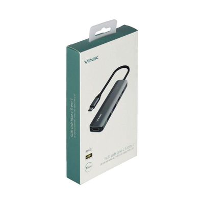Hub Usb Type C 5 Em 1 - 2x Usb 3.0 + Hdmi 4k + Type C Pd...
