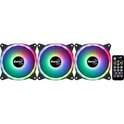 Kit Com 3 Coolers Aerocool Duo 12 Pro Argb + Hub + Controle