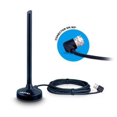 Antena Digital Interna Com Cabo 2,5m Aquário Design Moderno