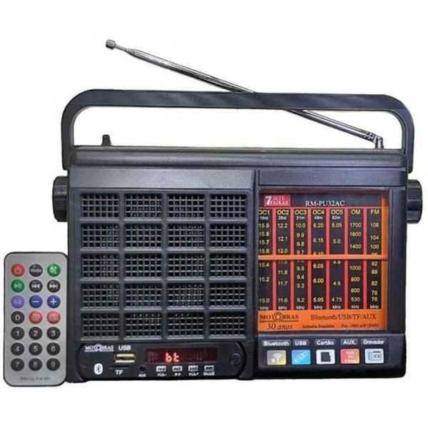 Rádio 7 Faixas - Bluetooth- Cartão Micro Sd- Usb E Controle