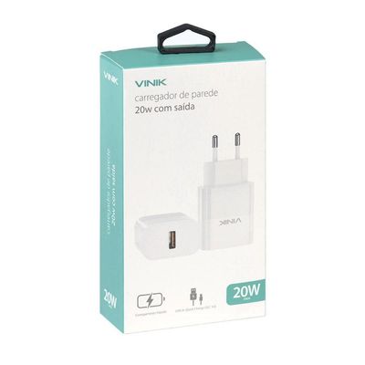 Carregador De Parede 20w Com 1 Saida Usb 12v 1.67a Quick