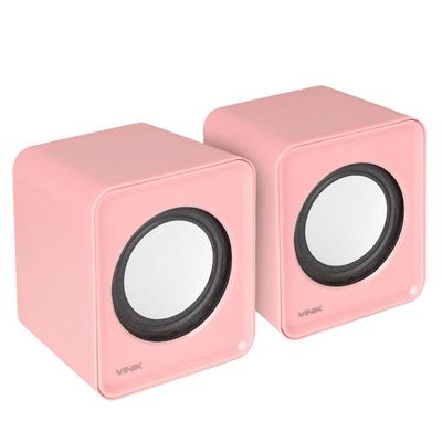 Caixa De Som 2.0 Usb 5v 2x 1w Com Controlador De Volume Rosa